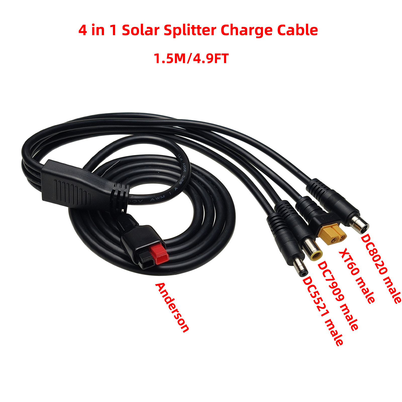 Solar Splitter Charge Cable 30A Power Pole Port to 4X Connector Adapter Cord