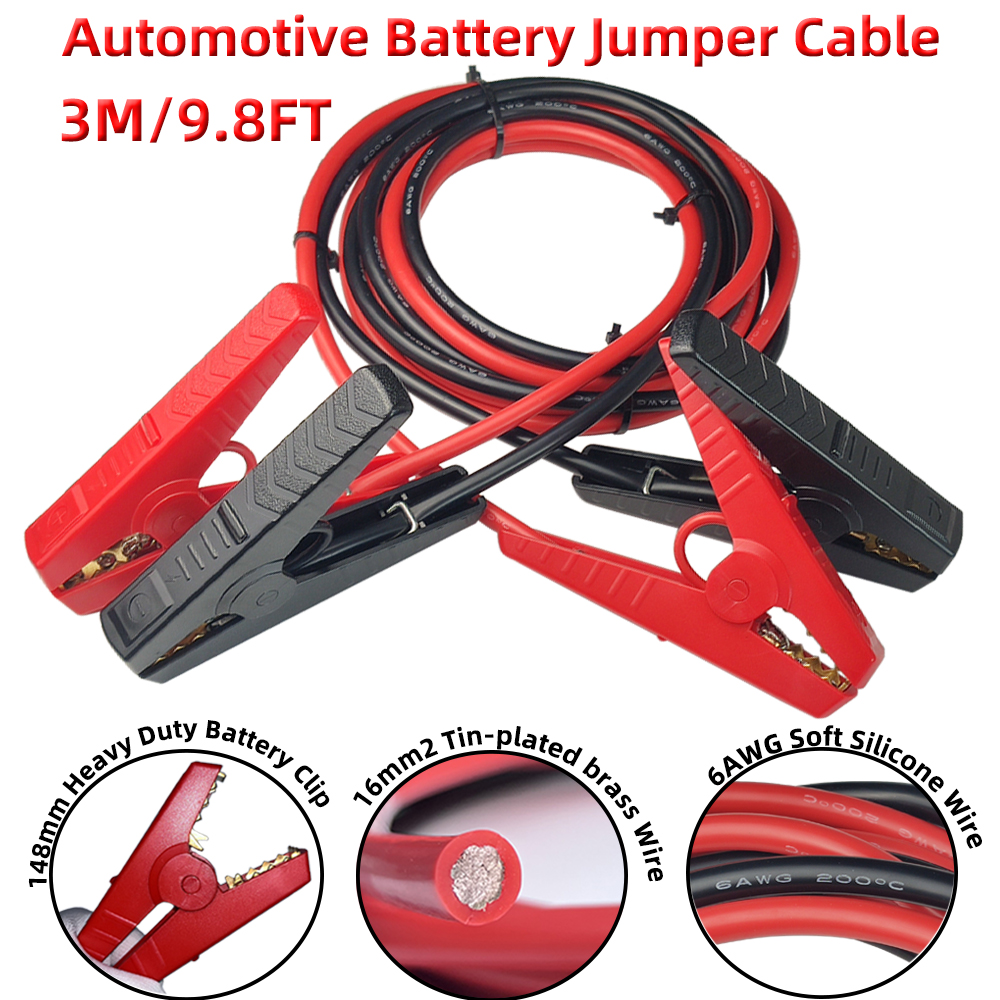 Auto Heavy Duty Jumper Cables 6AWG 10FT Long Automotive Battery Jumper Cable
