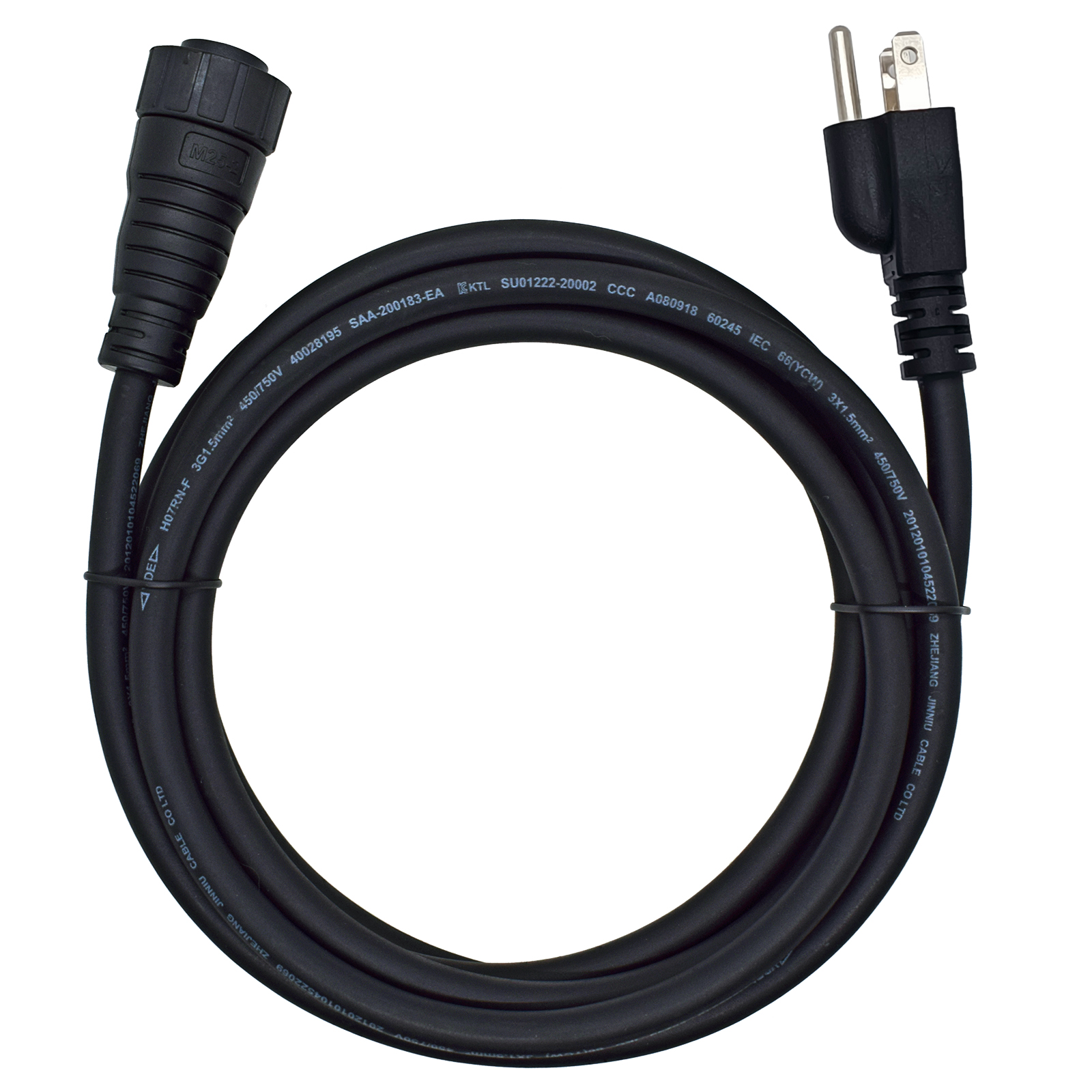 M25 Male Power Cable with US Plug AC Extension Cable Micro Inverter Cable