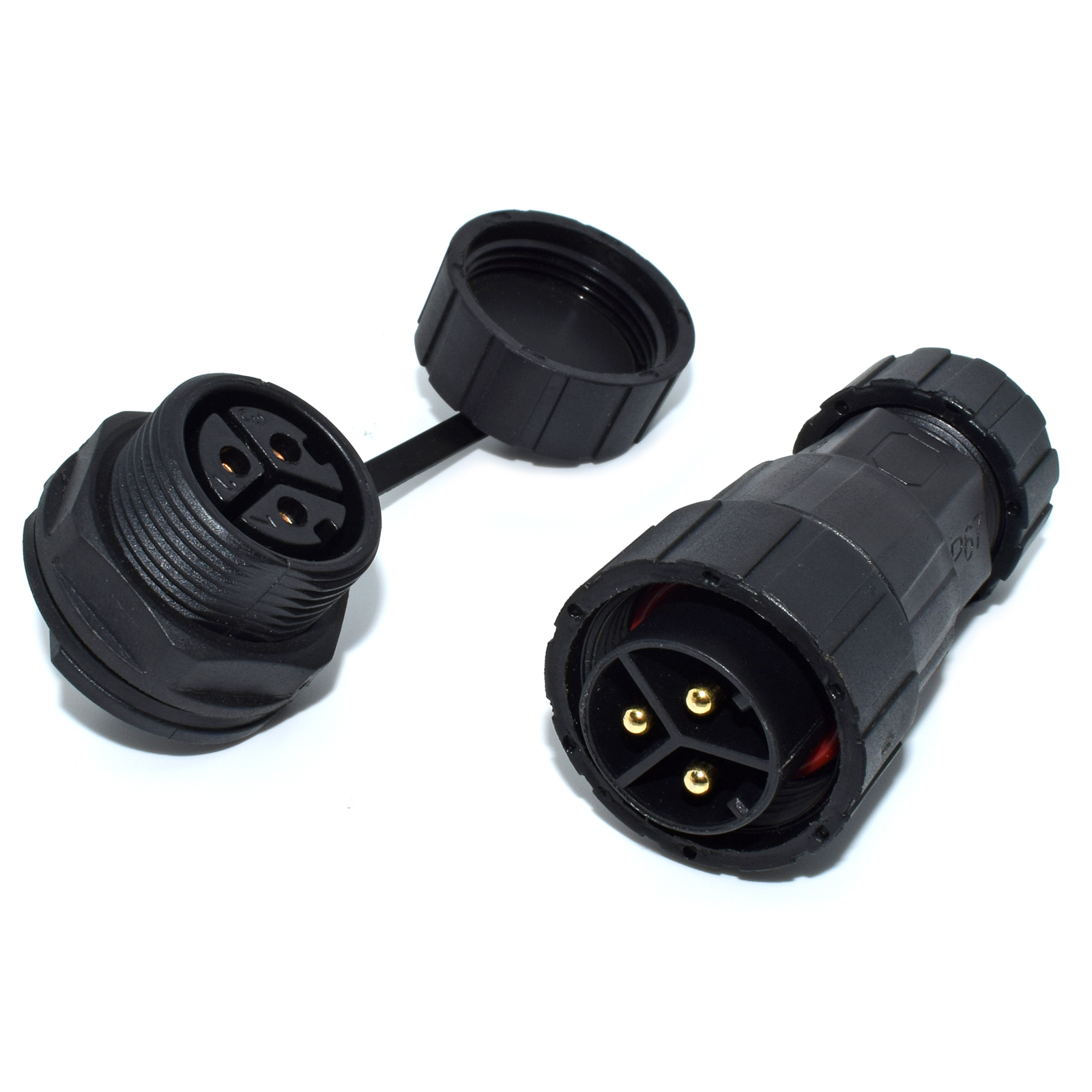 M25 3Pin Panel Mount Connector Male and Female with Cover Waterproof IP67 Electrical Plug